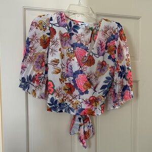 Express Multicolor Floral Wrap Blouse
